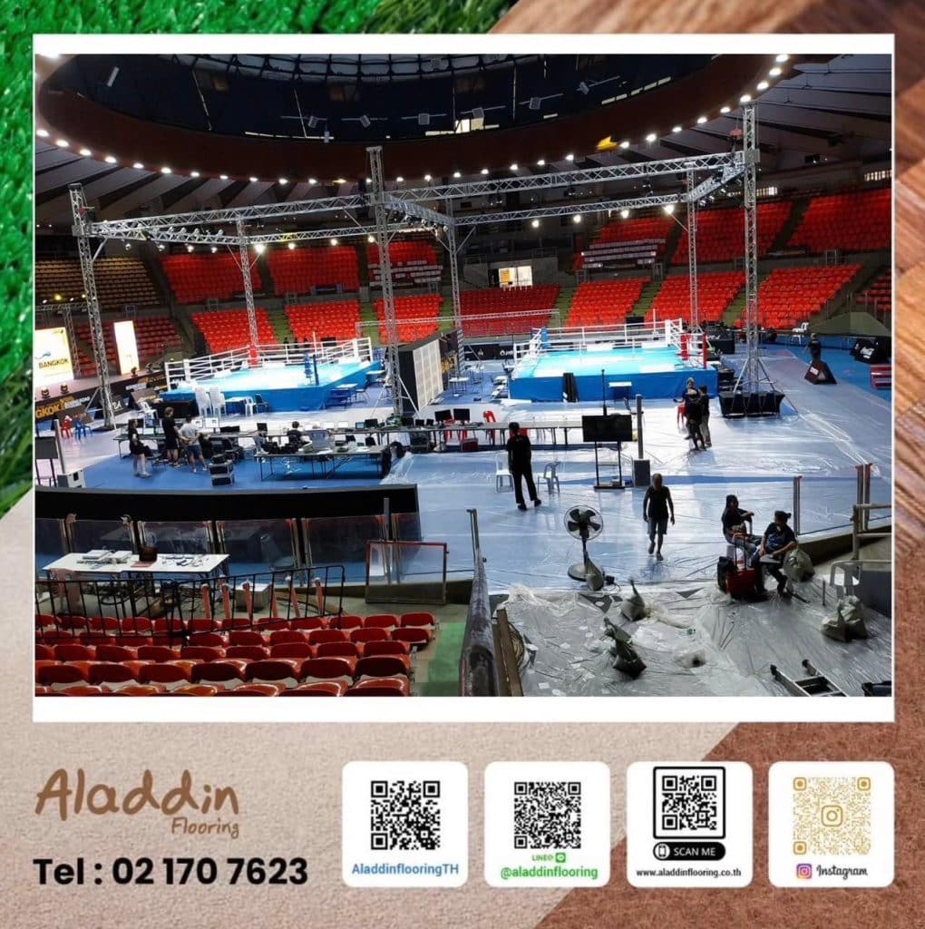 ผลงานการติดตั้งพรมอัดเรียบที่ Indoor Stadium หัวหมาก